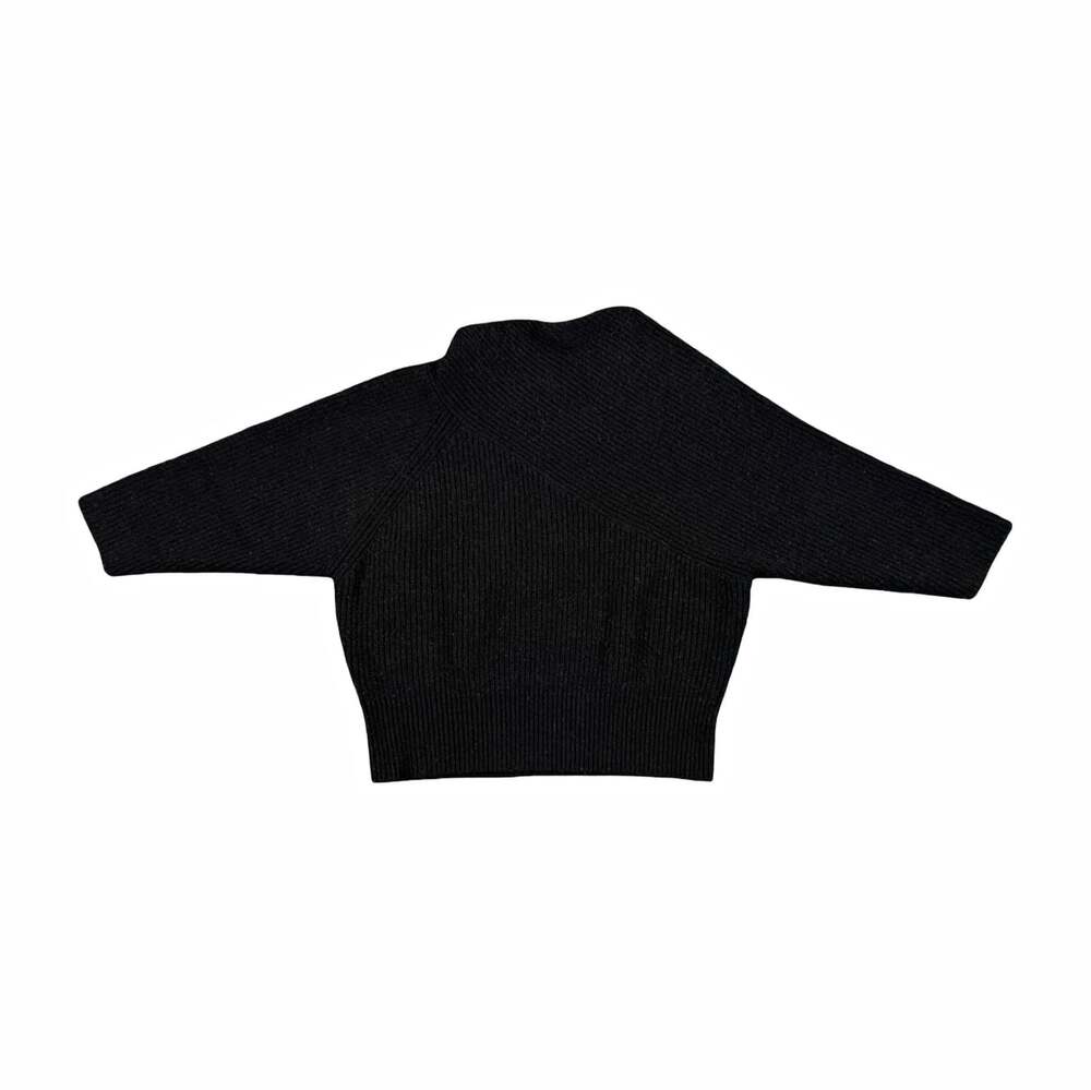 Women’s The Reset Black Wool Cashmere Ribbed Mock Neck Pullover Sweater M